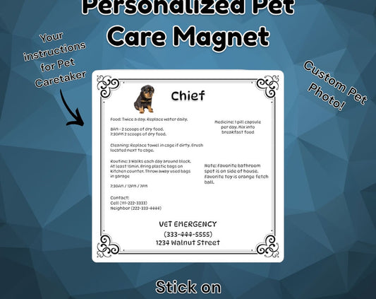 Personalized Pet Portrait Care Taker Magnet