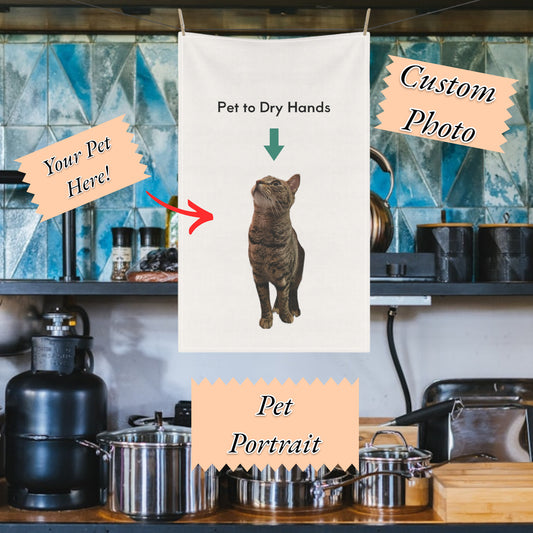 Kitchen Towel Customized Pet Photo for Dog or Cat Lovers, Personalized Dish Towel, Custom Bathroom Hand Towel for Pet Owners