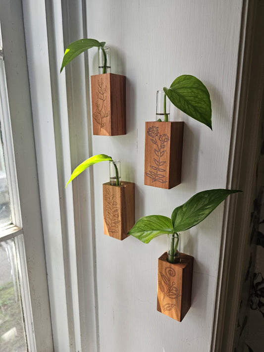 Floral Pattern Hanging 4 Pack Propagation Holders for Wall